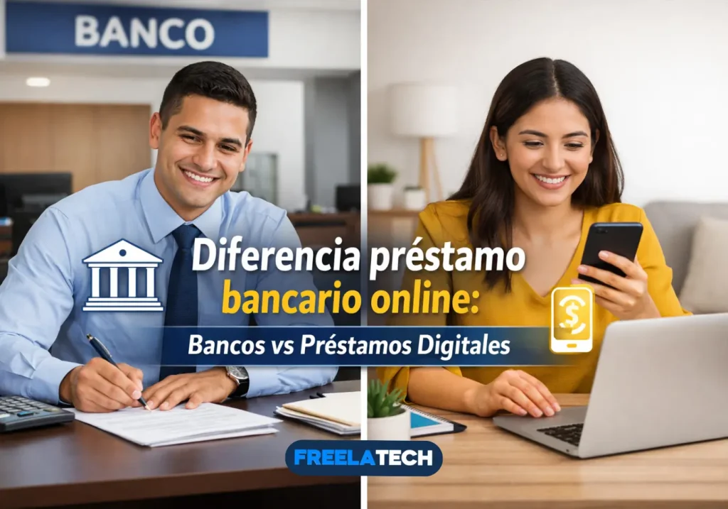 Diferencia préstamo bancario online: bancos vs préstamos digitales - Freela Tech