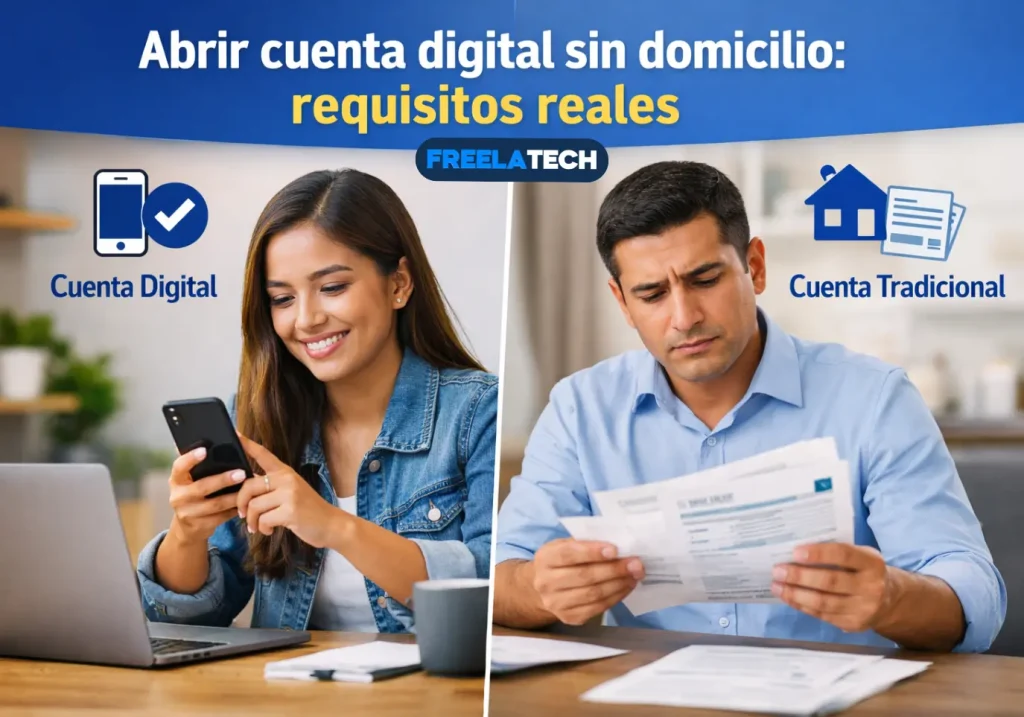 Abrir cuenta digital sin domicilio: requisitos reales - Freela Tech