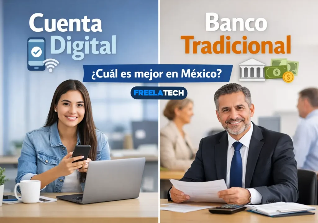Cuenta digital vs banco tradicional: cuál es mejor en México - Freela Tech